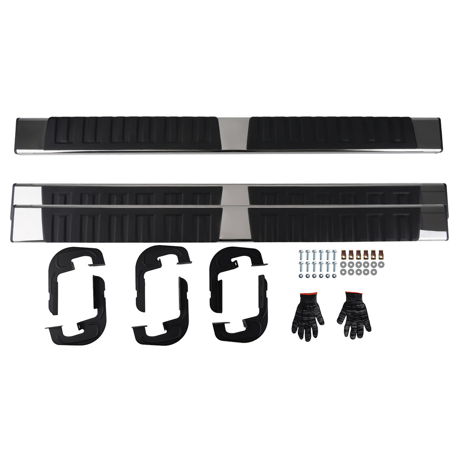 Side Running Boards compatible for Chevy Silverado GMC Sierra Crew Cab 2001-2013 Pair ABS