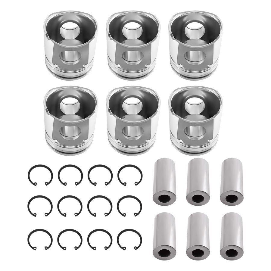 Set of 6 Piston +Ring + PISTON PIN compatible for Cummins Fits For 2004-2007 compatible for Dodge Ram 5.9L 24v