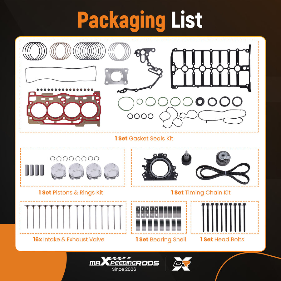 Engine Overhaul Pistons Gasket Kit compatible for Audi A3 compatible for VW Jetta compatible for Golf 1.4TSI CPTA EA211