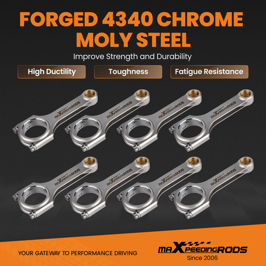H Beam 6.100 2.225 .945 Bronze Bush 4340 Connecting Rods compatible for Chevy LS3 V8