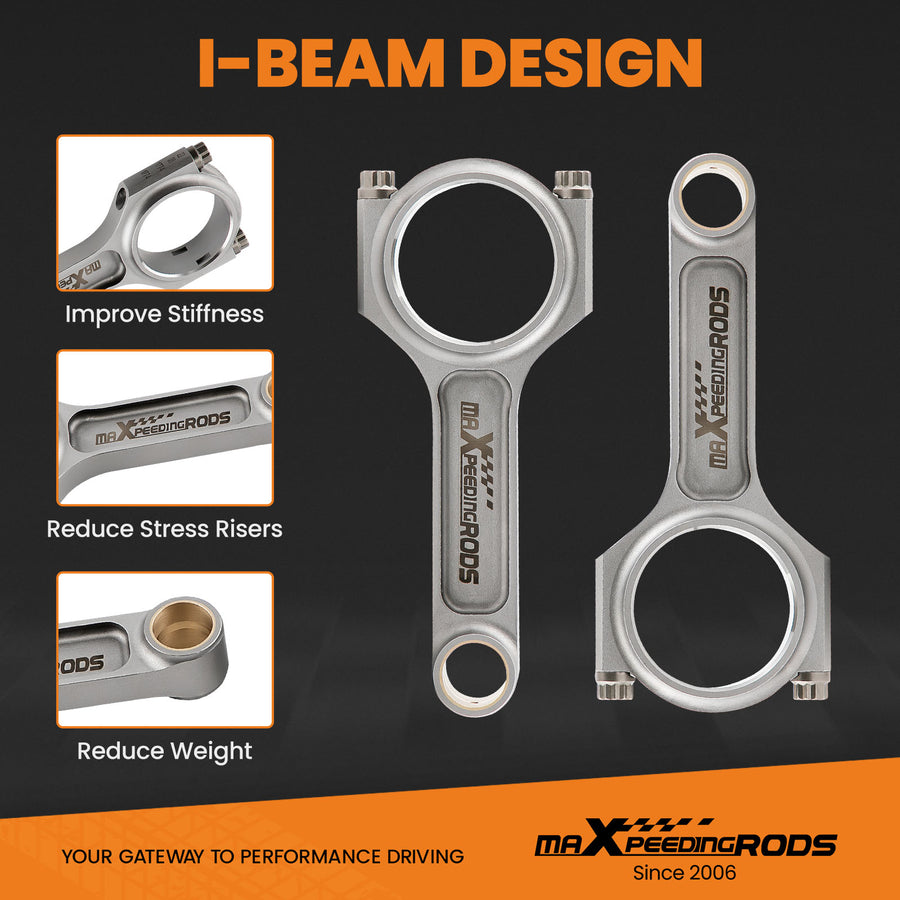 I-Beam Forged Connecting RodsARP 2000 Bolts compatible for Honda K20 K20A2 K20Z1 K20Z3