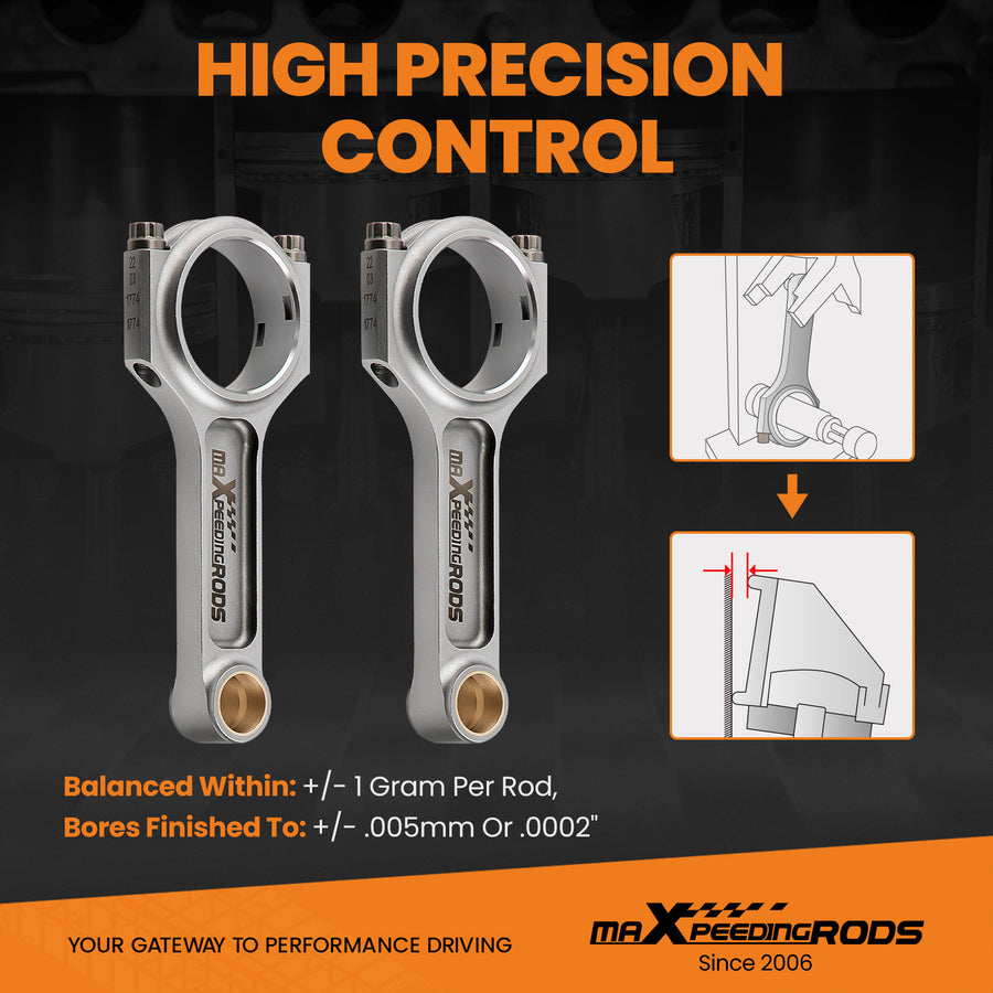 I-Beam Forged Connecting RodsARP 2000 Bolts compatible for Honda K20 K20A2 K20Z1 K20Z3
