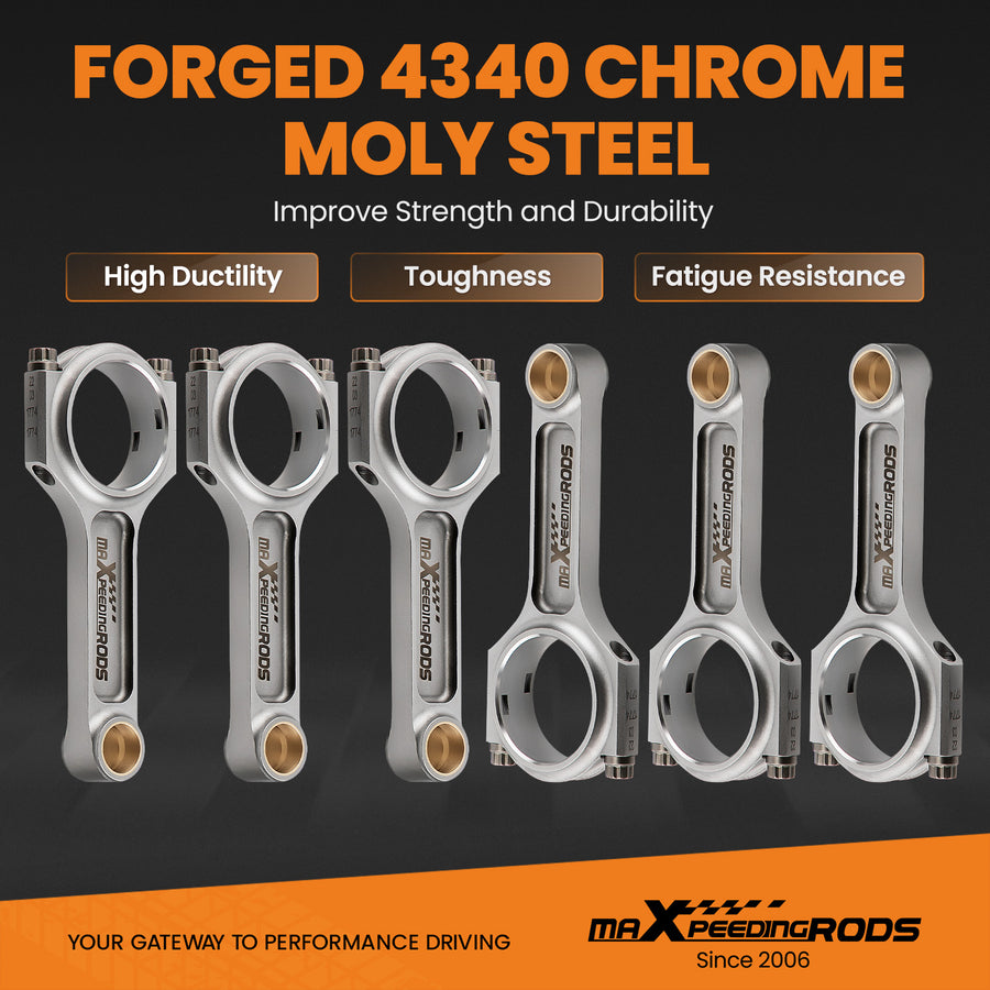 I-Beam Forged EN24 4340 Connecting Rods compatible for BMW 328i 528i E36 E46 M52B28 5.315