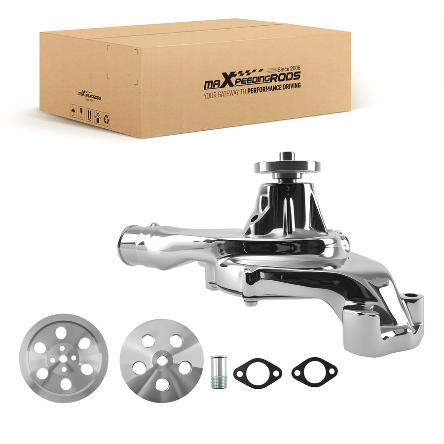 Long Water Pump 2 Groove Crankshaft Pulley Kit compatible for Chevy 350 400 283 High Volume