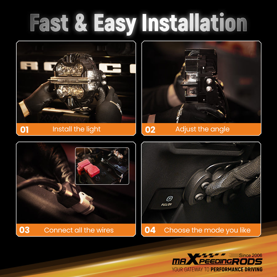 3.5 LED Pod Lights 160W Spot Beam Side Shooter Driving Light compatible for White+Amber DRL
