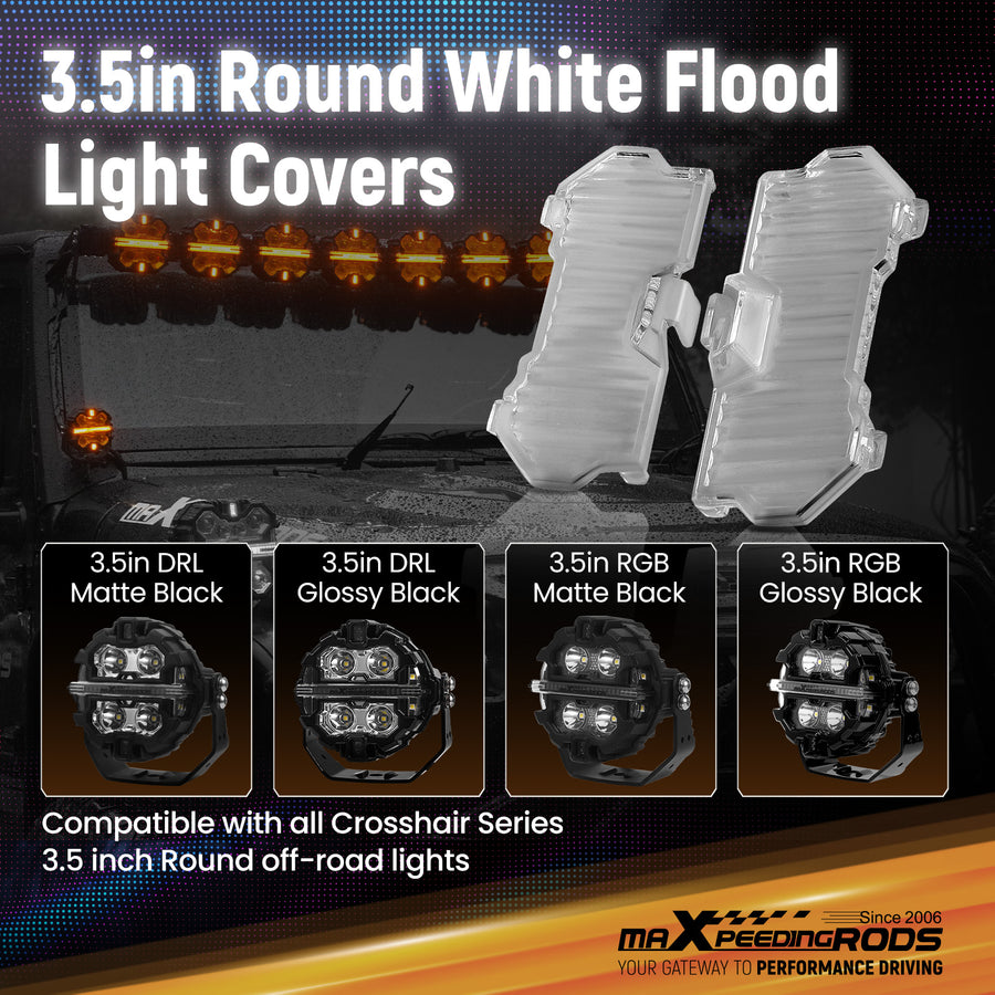 Round LED Light Shield For 3.5 Auxiliary Driving Lights Clear