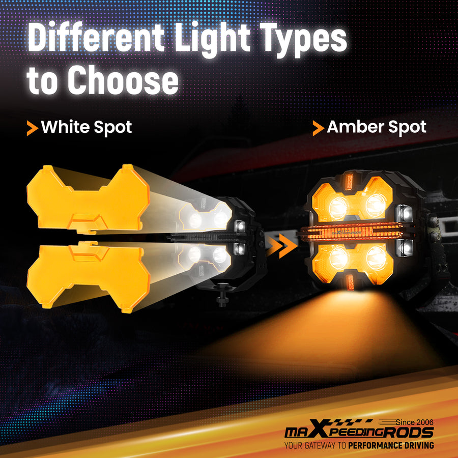 Amber Light Cover for 3.5 Square LED Driving Lights Waterproof