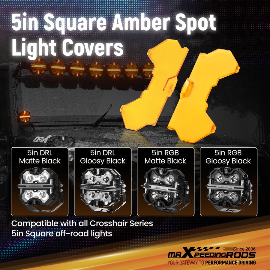 5 Inch Off-Road Light Cover for square Auxiliary Driving LED Light Pods