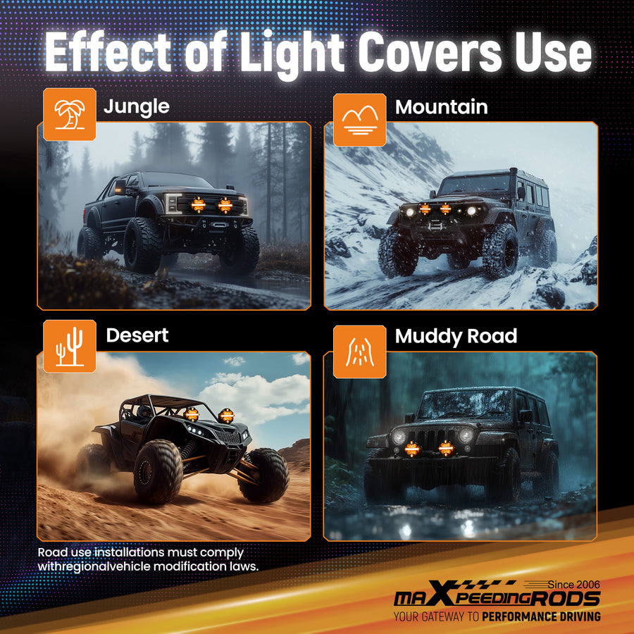Light Covers Amber For 7inch Round LED Driving Light Waterproof