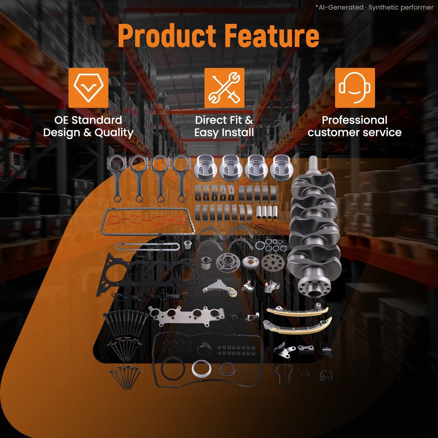 2TRFE 2.7LEngine Overhaul Rebuild Kit compatible for Toyota 4Runner Tacoma 2694CC L4 DOHC