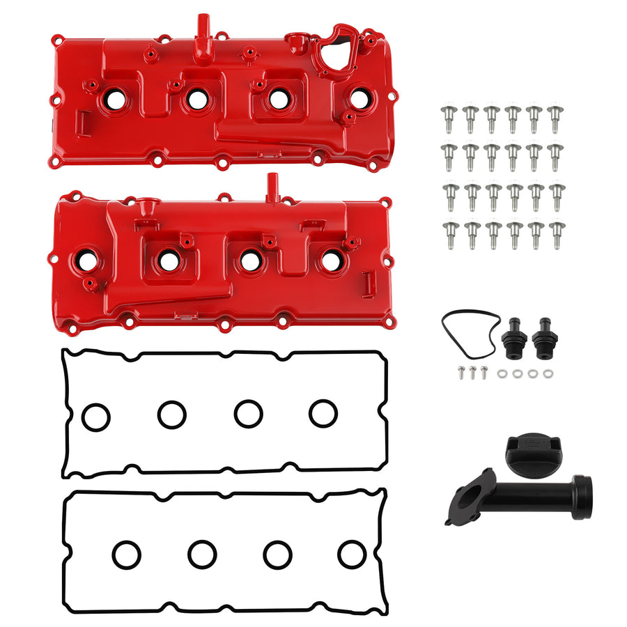 Aluminium Red Valve Covers compatible for Nissan Armada Titan Pathfinder QX56 5.6L 2004-2016