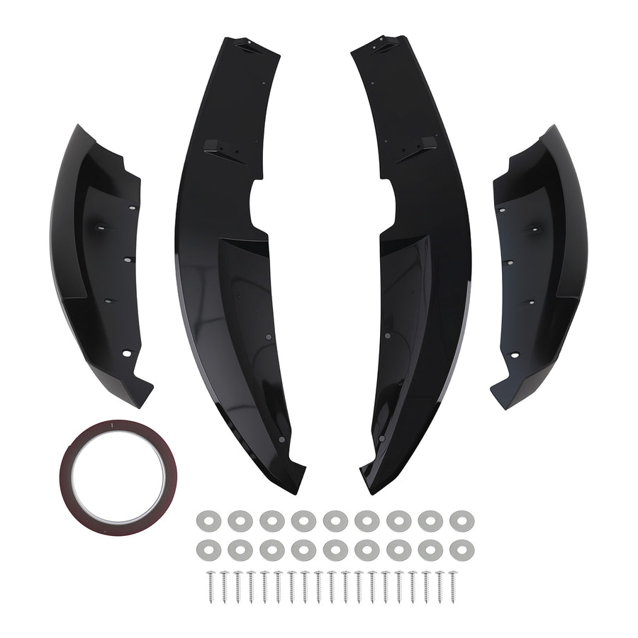 Glossy Black Front Lip Spoiler Kit compatible for BMW E82 128i 135i M Sport Bumper 07-13