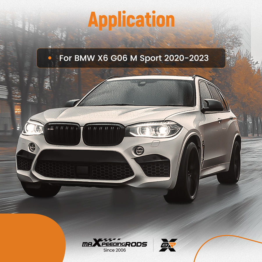 Bumper Kit Pack compatible for BMW X6 G06 M Sport 2020-2023 Black Front Lip Splitter