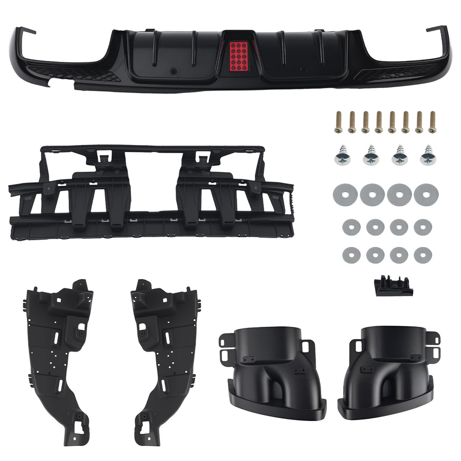Rear Diffuser Lip W/Exhaust Tips compatible for Mercedes-Benz C-Class W205 C300 C63 C43 AMG