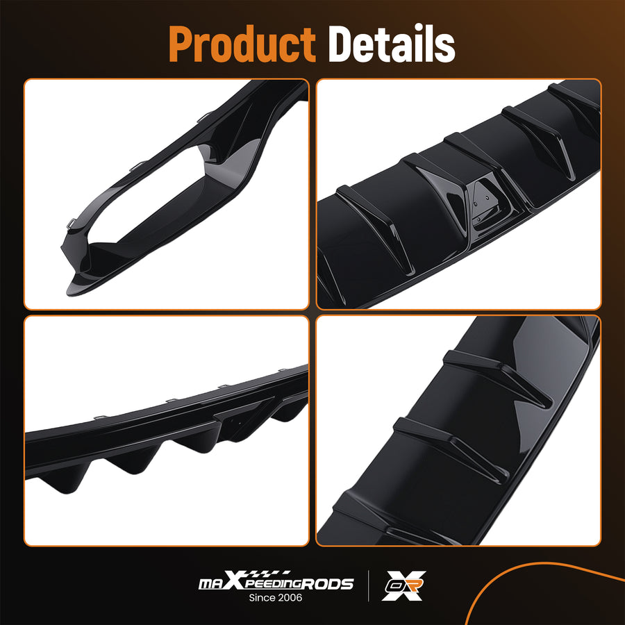 Rear Diffuser W/ Led Light For 2022-2023 compatible for Honda Civic MC Style FE180 Gloss Black