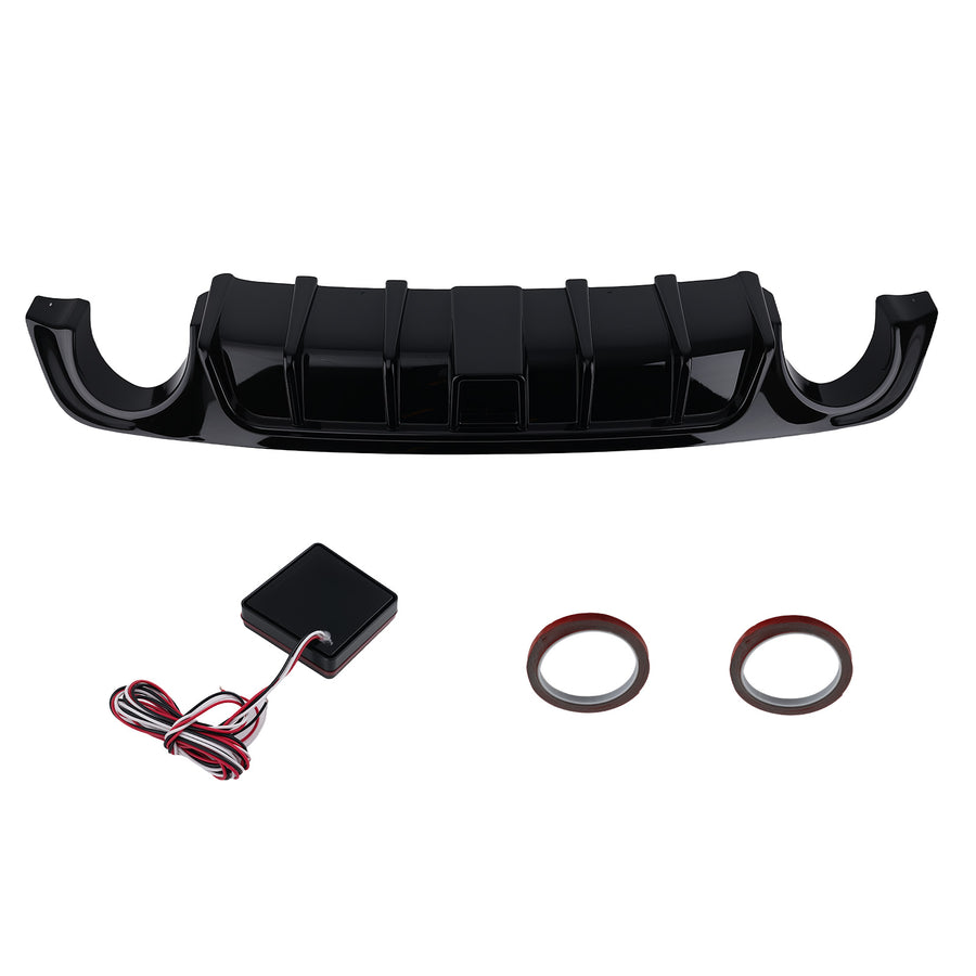 Glossy Black Rear Bumper Diffuser Lip W/ LED Light For 2018-22 2023 compatible for Infiniti Q50