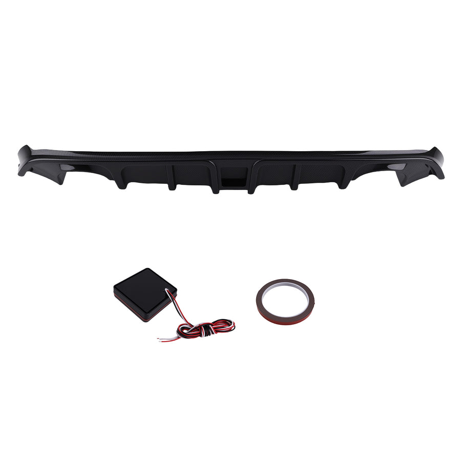 Carbon Fibre Rear Bumper Spoiler Diffuser LED W/Light compatible for Infiniti Q60 2017-2022