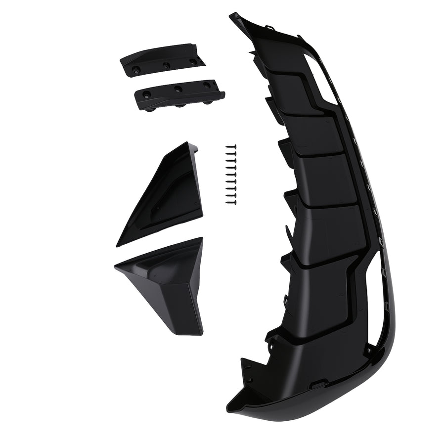 Black Performance Rear Bumper Diffuser W/ Extensions Compatible for Tesla Model 3 2024-2026