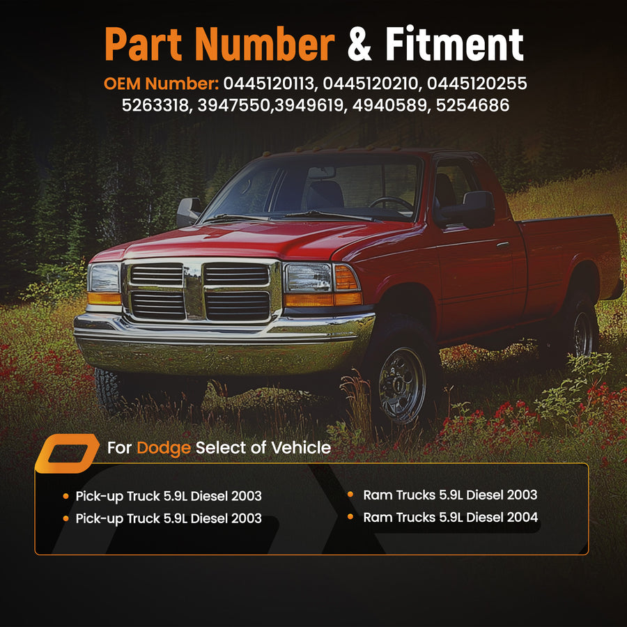 6X Diesel Fuel Injector compatible for Dodge Ram Pick-up Truck 5.9L 2003 2004 0445120113