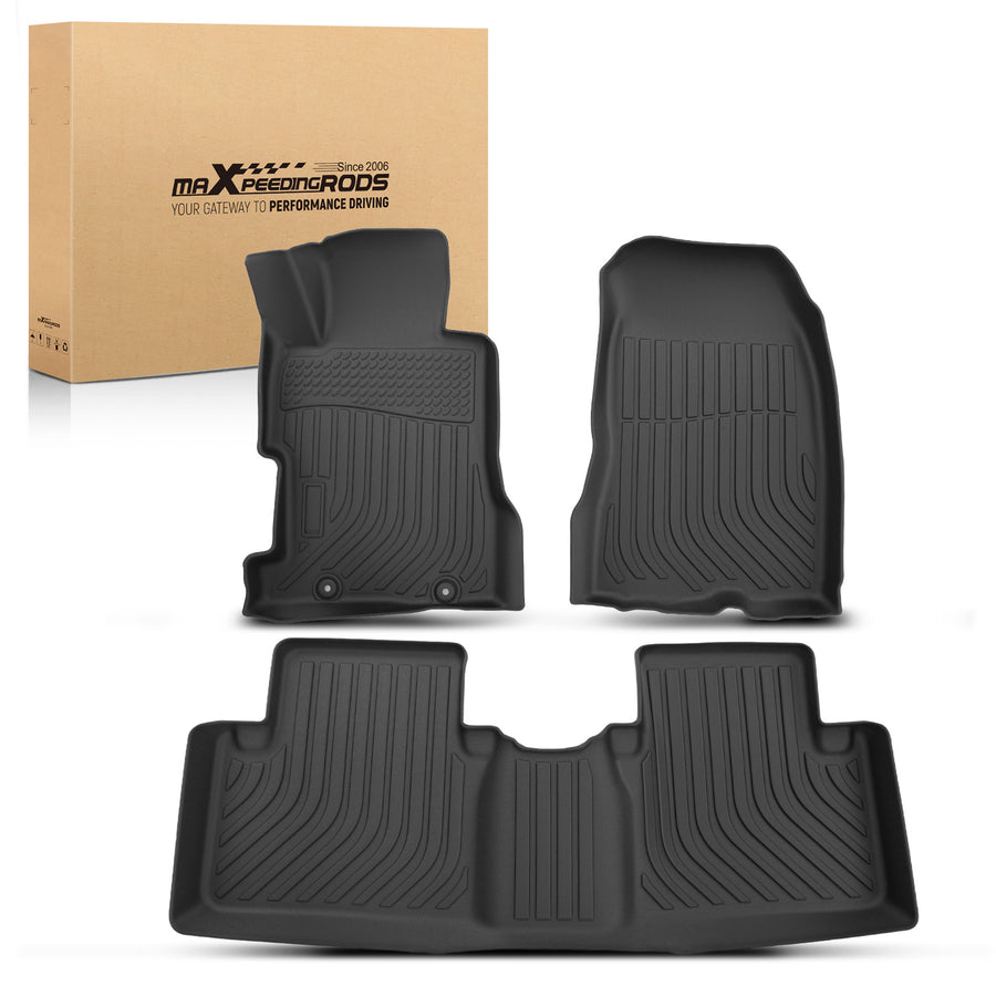 Anti-Slip TPE Carpet Floor Mats compatible for Honda Civic Coupe Sedan 2006-2011 Black