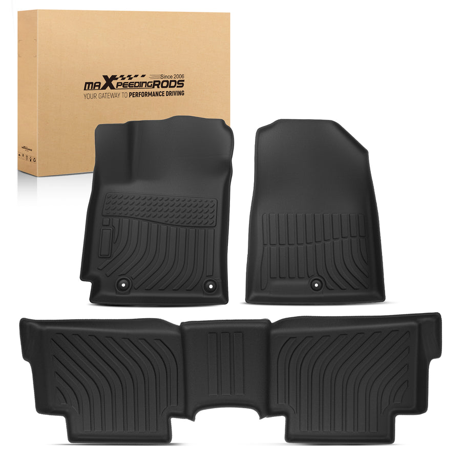 Black TPE Carpet Floor Mats compatible for Hyundai Kona 2018-2023 Waterproof FrontRear