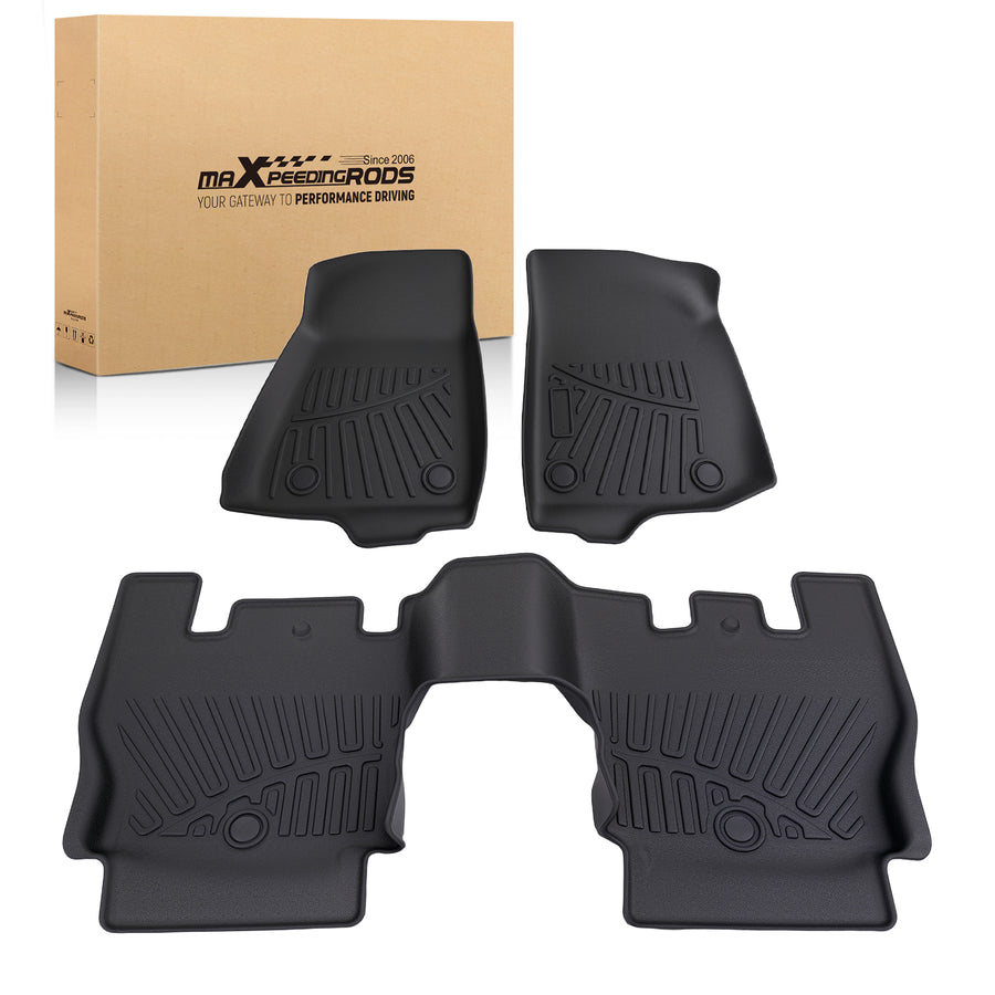 3Pcs Floor Mats compatible for Jeep Wrangler JL 4-Door 18-2024 TPE Floor Liners All Weather