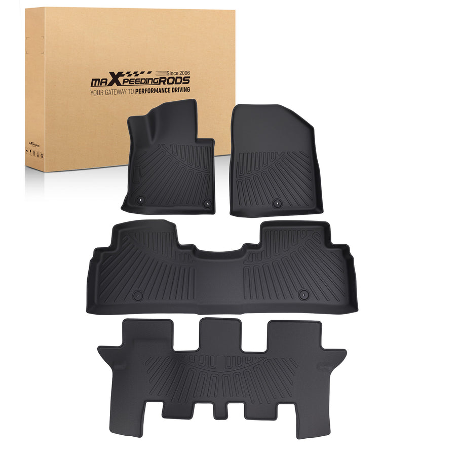 Anti-Slip Floor Mats compatible for Kia Sorento 2016-2020 Black TPE Custom Fit Full Set