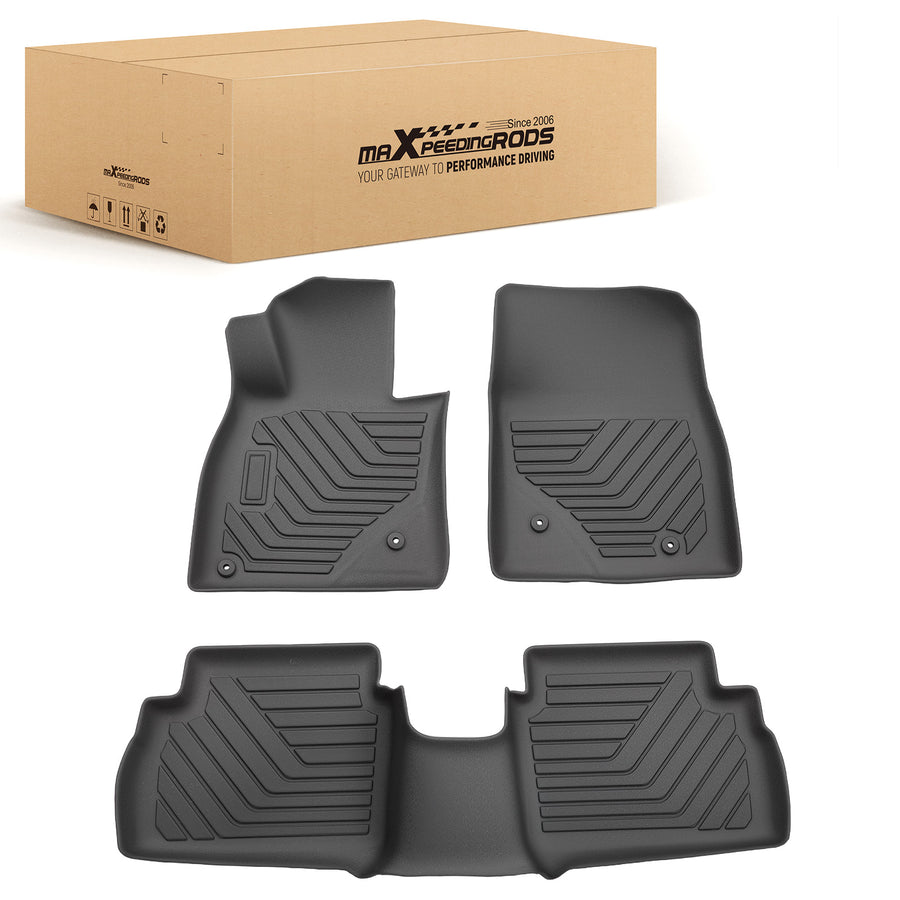 3-Piece Floor Mats Set compatible for Mazda 3 2014-2018 TPE Black FrontRear Custom Fit