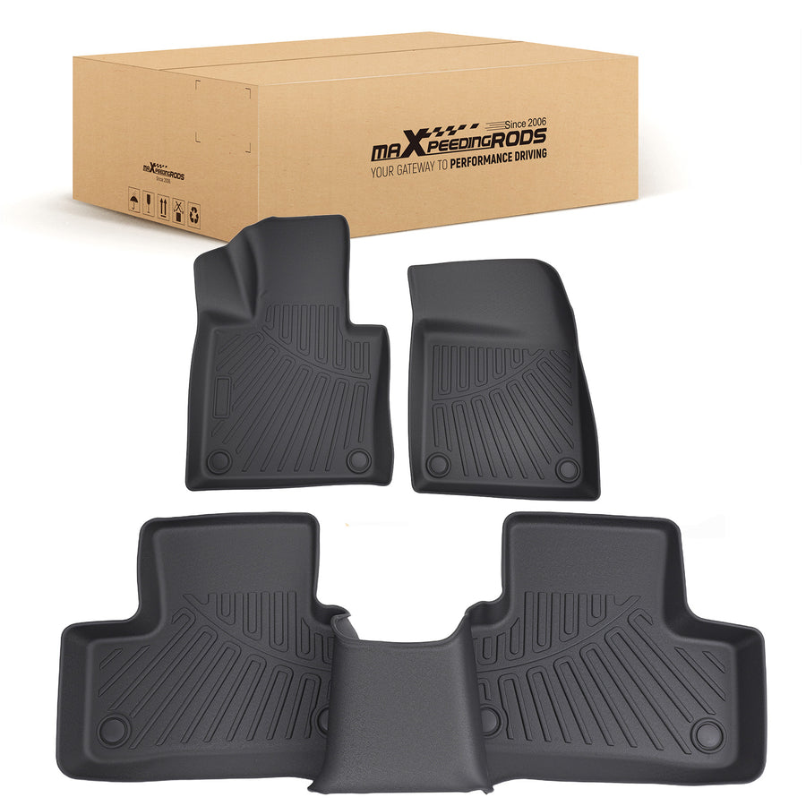 All Weather TPE Floor Mats compatible for Volvo XC60 2018-2025 Black Custom Fit Waterproof