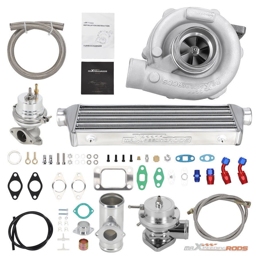 Universal T3/T4 T04E Turbocharger Kit for 1.5L-3.0L Engine w/ Intercooler BOV Wastegate