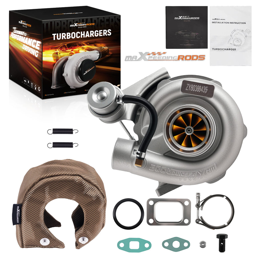 T3 T04E Billet Turbo .63 A/R W/ Internal Wastegate 420HP+Titanium Heat Shield