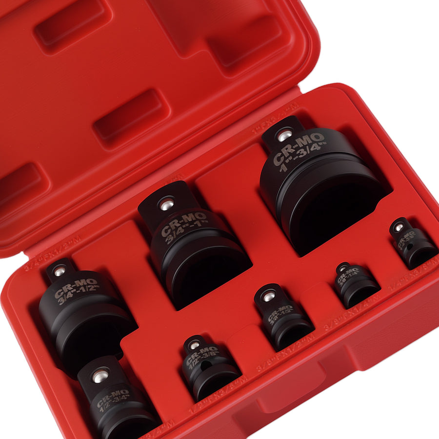 8pcs Adapter Reducer Set 1/4-1in Impact Socket Drive CR-MO Steel w/ Compatible for Case