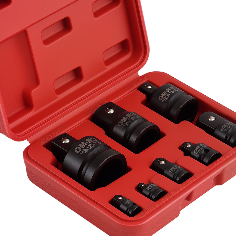 8pcs Adapter Reducer Set 1/4-1in Impact Socket Drive CR-MO Steel w/ Compatible for Case