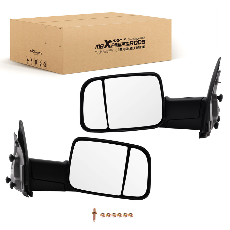 Black Power Side View Mirror compatible for Dodge Ram 1500 2002-08 Left Right Heated