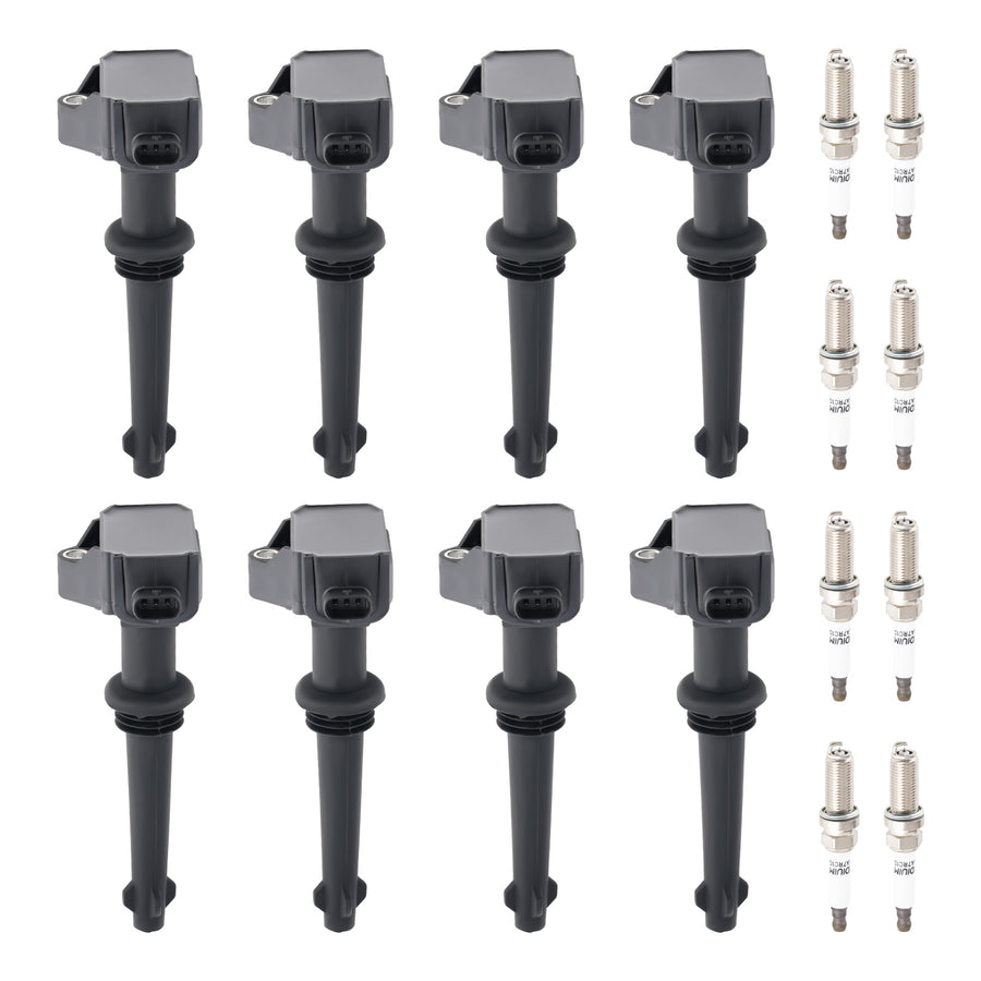 8 Ignition Coil + Spark Plugs compatible for Jaguar XF XJ XK XKR compatible for Land Rover LR4 Range UF618