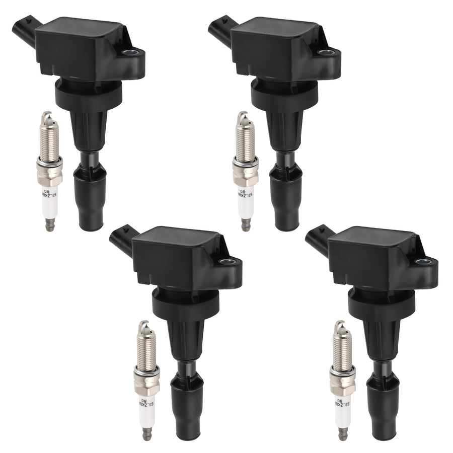 4 Ignition Coils + Spark Plugs compatible for Kia Hyundai Elantra Kona Sonata Tucson UF817