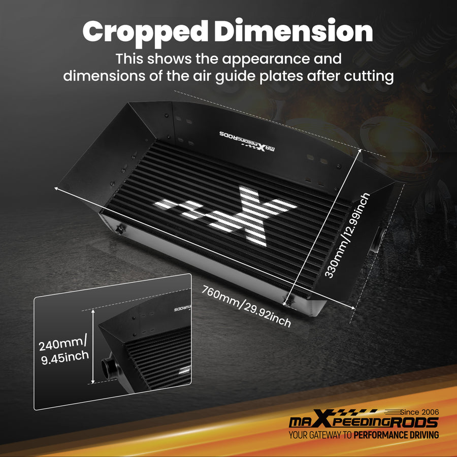 Universal Intercooler 580x280x75mm Core With Air Guide Plates Kit 63.5mm