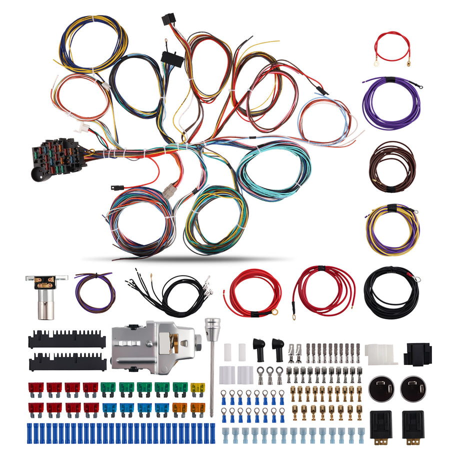 Wire Harness Universal 22 Circuit Wiring For 1960-1986 compatible for Chevy GMC Pickup Truck