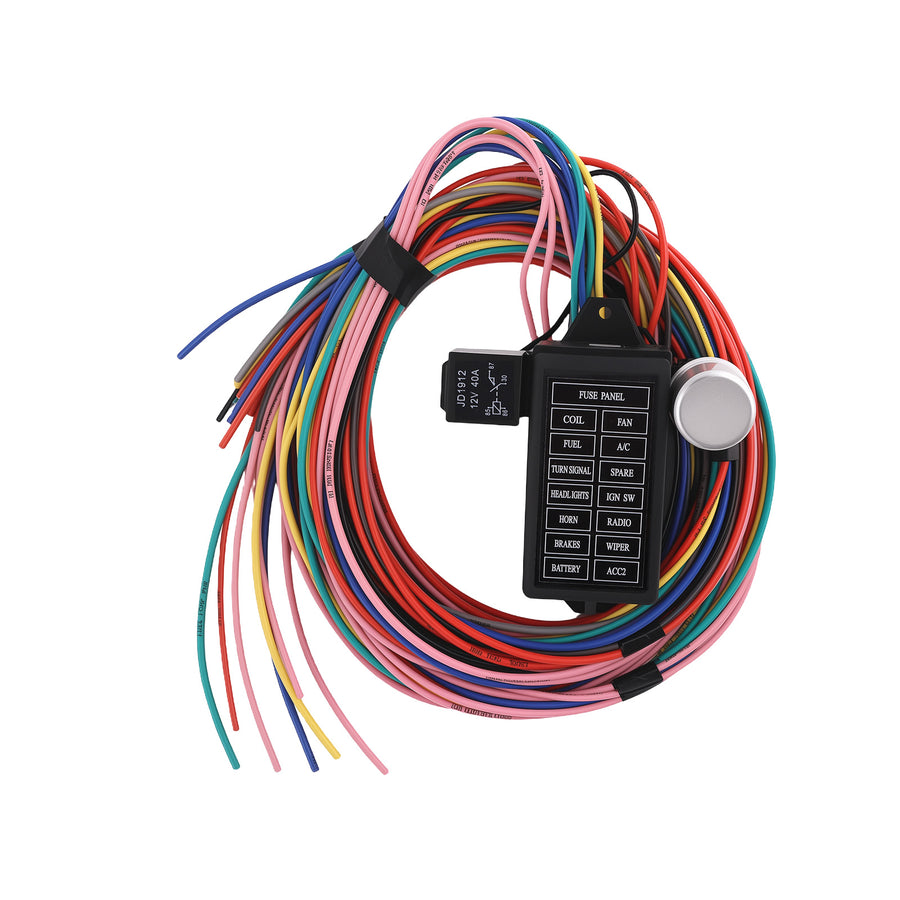 14 Circuit Universal Wire Harness Kit 12V forRod Street Muscle Car Fuse Box