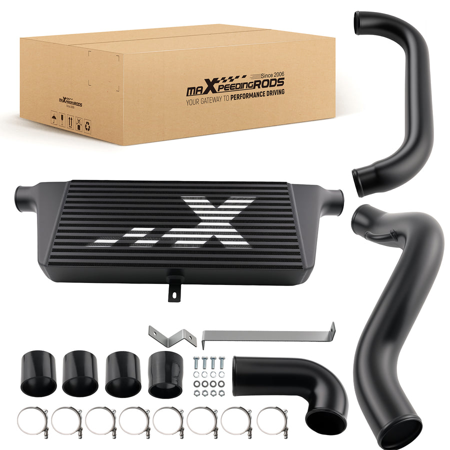 Aluminium Bar Plate Intercooler Kit compatible for Nissan S14 S15 SR20DET 610x280x76mm Black