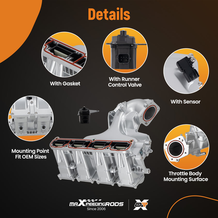 Intake Manifold w/ Runner Control Valve compatible for Jeep Patriot Compass 07-17 Aluminium