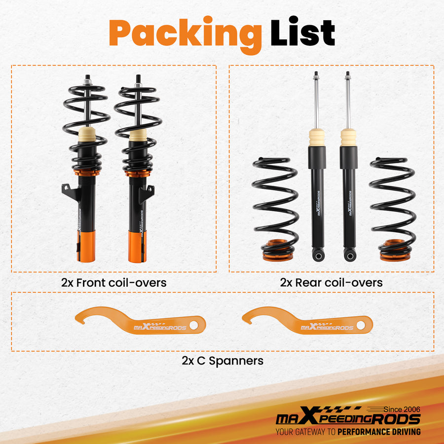 4Pcs Coilover Struts Shocks compatible for VW MK5 MK6 compatible for GOLF JETTA 2006-2014 Suspension Kit