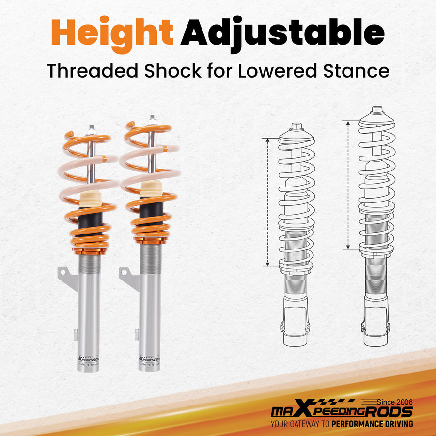 Coilovers Adjustable Lowering Coils compatible for VW Golf MK8 Hatchback 2020-2022 compatible for FWD