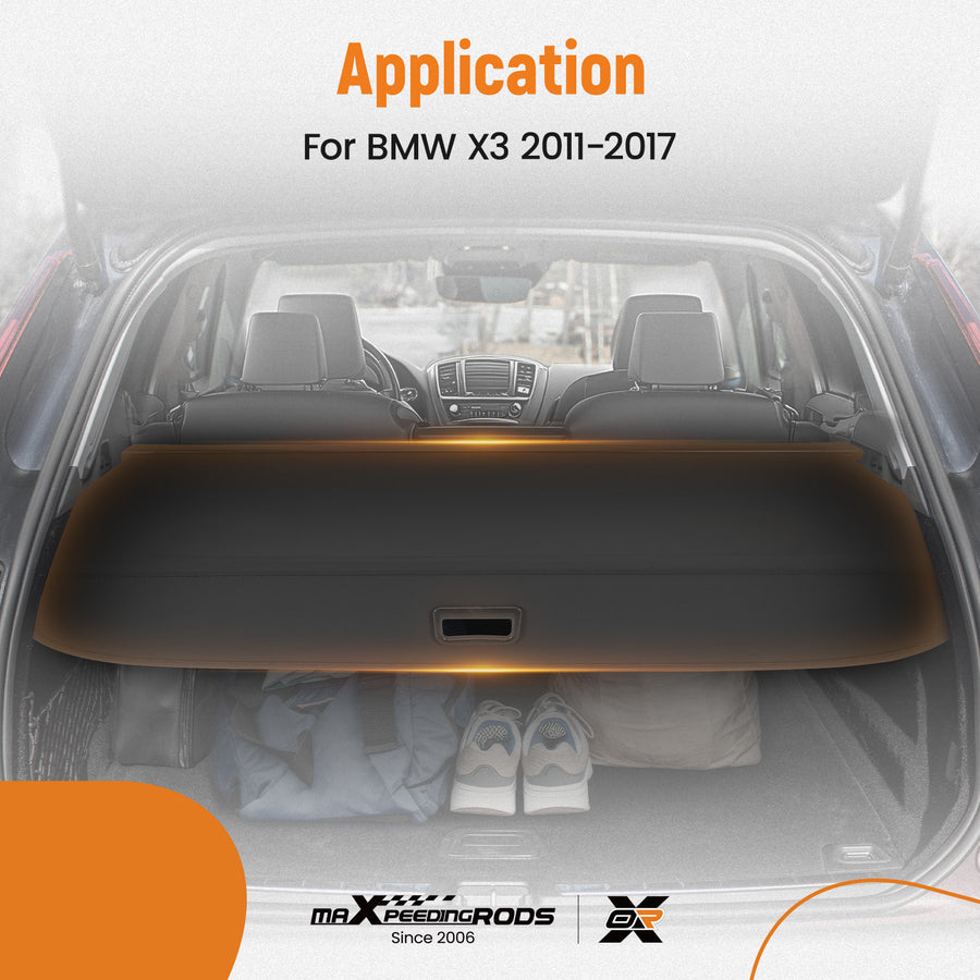 Trunk Cargo Cover compatible for BMW X3 2011-2017 ABS Plastic Easy Installation Waterproof