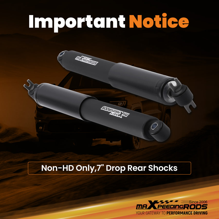 7-8 Rear Drop Shocks compatible for Chevy GMC C1500 1988-1998 2WD