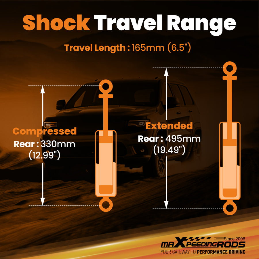 7-8 Rear Drop Shocks compatible for Chevy GMC C1500 1988-1998 2WD