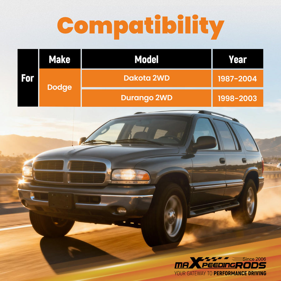 Front 2.5+Rear 1-2 Lift Kit with Shock Extender compatible for Dodge Dakota 1987-2004 2WD