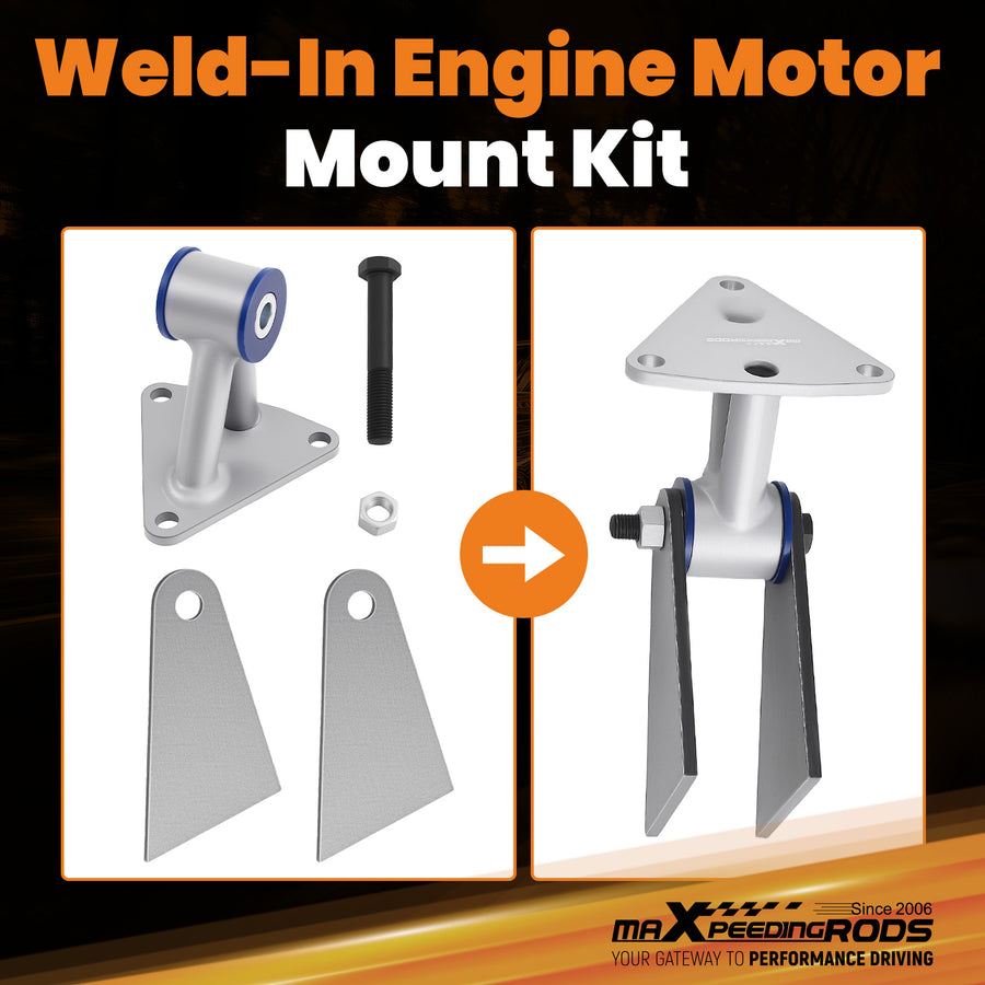 Steel Engine Motor Mount Weld-in compatible for Chevy Engines BBC SBC 350 396 454 Pair