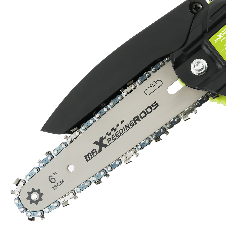 6-Inch Mini Cordless Chainsaw, Handheld Electric Saw with Battery, 2 Chains for Tree TrimmingWood Cutting