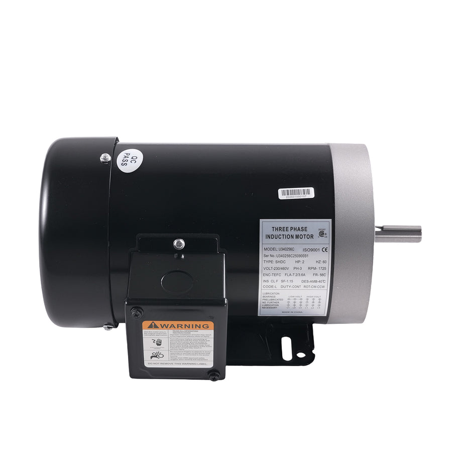 2 HP 3 Phase Electric Motor 56C Frame 1800 RPM TEFC 230 / 460 Volt compatible for AC Motor